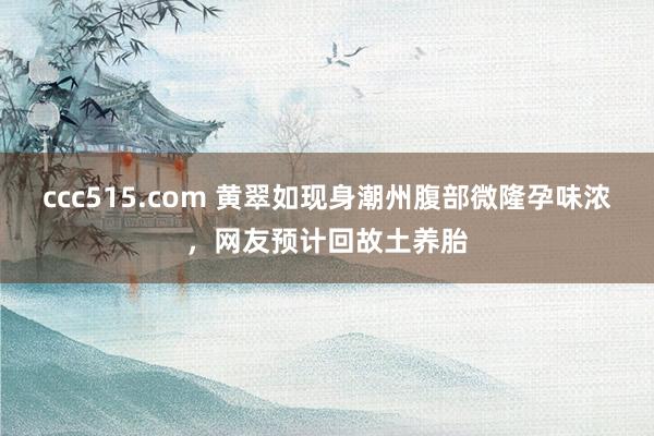 ccc515.com 黄翠如现身潮州腹部微隆孕味浓，网友预计回故土养胎