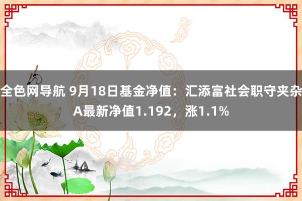 全色网导航 9月18日基金净值：汇添富社会职守夹杂A最新净值1.192，涨1.1%