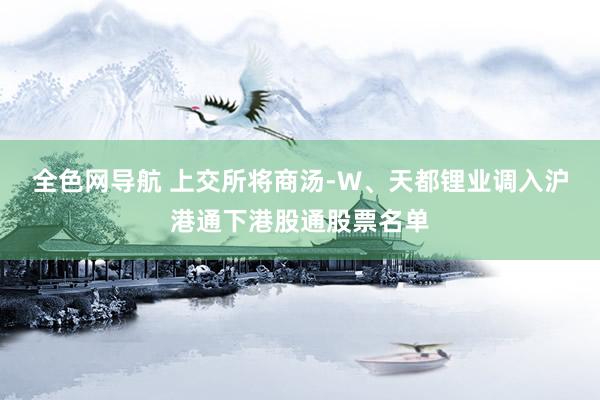 全色网导航 上交所将商汤-W、天都锂业调入沪港通下港股通股票名单