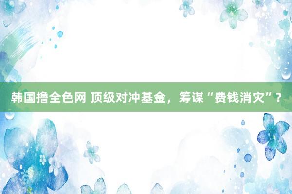 韩国撸全色网 顶级对冲基金，筹谋“费钱消灾”？