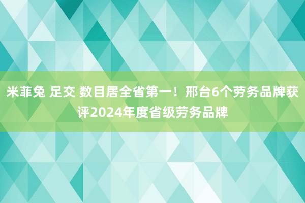 米菲兔 足交 数目居全省第一！邢台6个劳务品牌获评2024年度省级劳务品牌