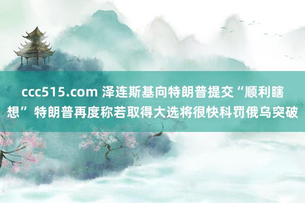 ccc515.com 泽连斯基向特朗普提交“顺利瞎想” 特朗普再度称若取得大选将很快科罚俄乌突破