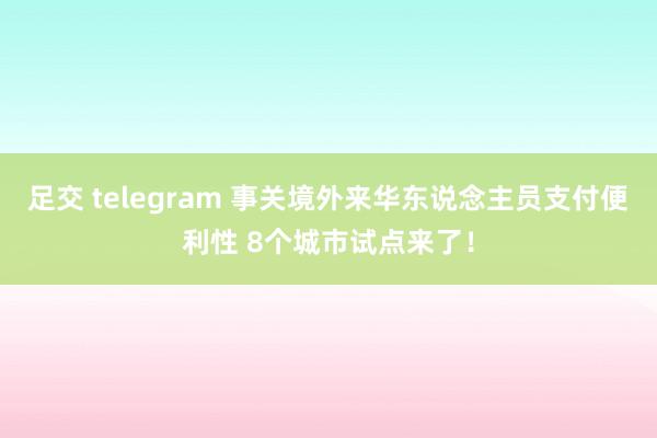 足交 telegram 事关境外来华东说念主员支付便利性 8个城市试点来了！