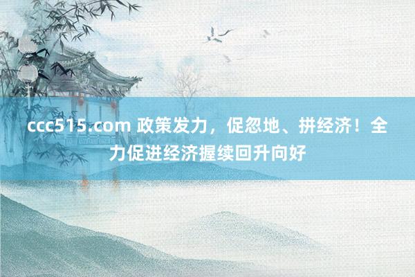 ccc515.com 政策发力，促忽地、拼经济！全力促进经济握续回升向好