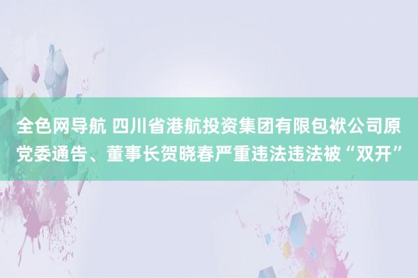 全色网导航 四川省港航投资集团有限包袱公司原党委通告、董事长贺晓春严重违法违法被“双开”