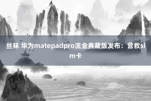 丝袜 华为matepadpro流金典藏版发布：营救sim卡