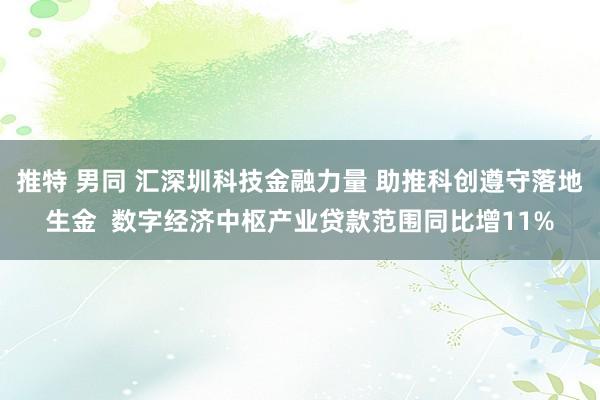 推特 男同 汇深圳科技金融力量 助推科创遵守落地生金  数字经济中枢产业贷款范围同比增11%