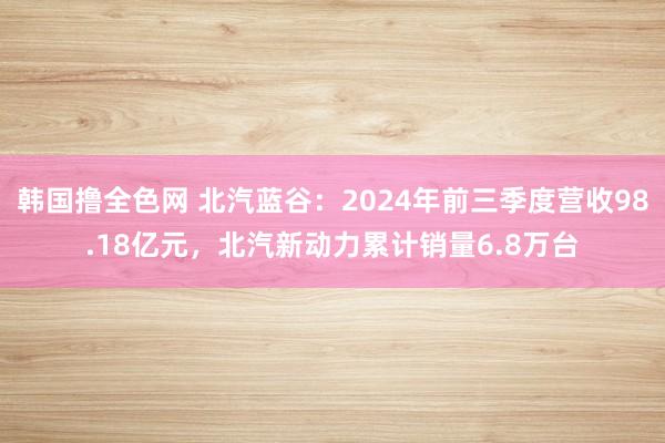 韩国撸全色网 北汽蓝谷：2024年前三季度营收98.18亿元，北汽新动力累计销量6.8万台