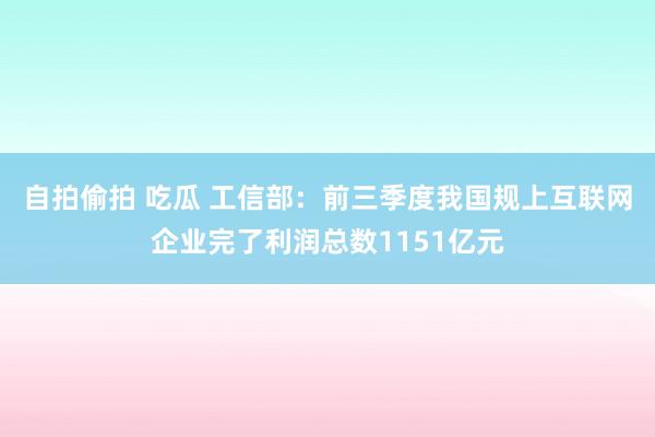 自拍偷拍 吃瓜 工信部：前三季度我国规上互联网企业完了利润总数1151亿元