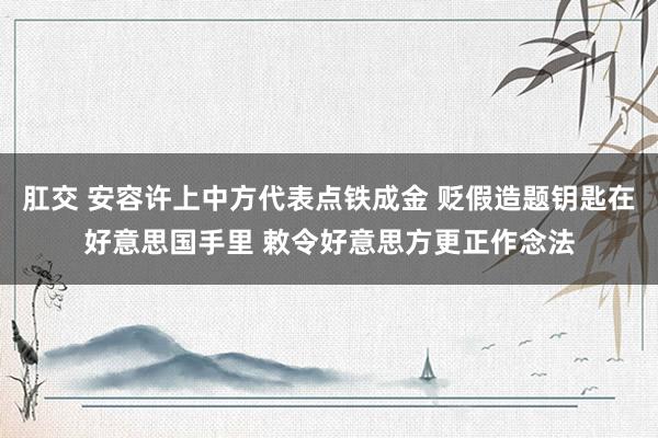 肛交 安容许上中方代表点铁成金 贬假造题钥匙在好意思国手里 敕令好意思方更正作念法