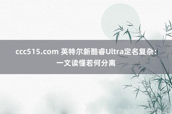 ccc515.com 英特尔新酷睿Ultra定名复杂：一文读懂若何分离