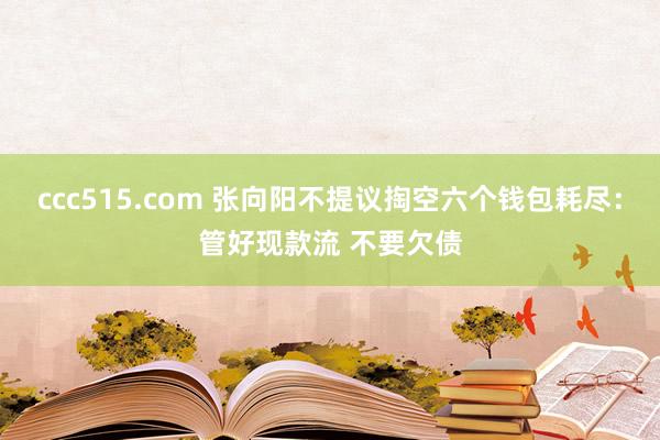 ccc515.com 张向阳不提议掏空六个钱包耗尽：管好现款流 不要欠债