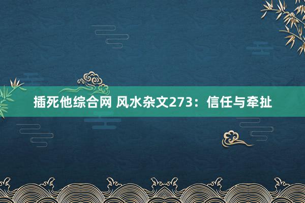 插死他综合网 风水杂文273：信任与牵扯