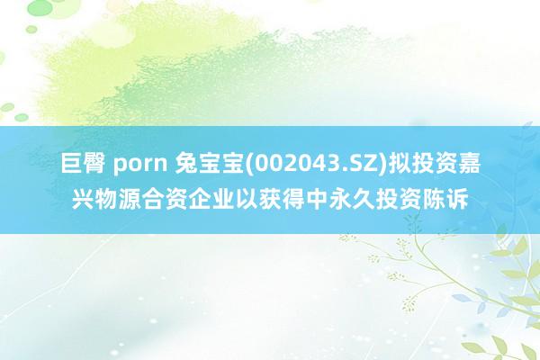 巨臀 porn 兔宝宝(002043.SZ)拟投资嘉兴物源合资企业以获得中永久投资陈诉