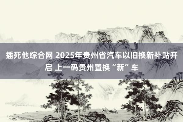 插死他综合网 2025年贵州省汽车以旧换新补贴开启 上一码贵州置换“新”车