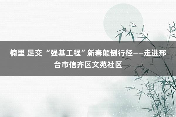 楠里 足交 “强基工程”新春颠倒行径——走进邢台市信齐区文苑社区