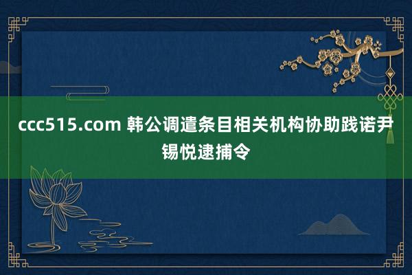 ccc515.com 韩公调遣条目相关机构协助践诺尹锡悦逮捕令