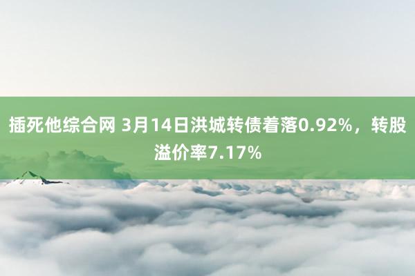 插死他综合网 3月14日洪城转债着落0.92%，转股溢价率7.17%