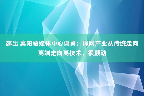 露出 襄阳融媒体中心谢勇：绳网产业从传统走向高端走向高技术，很颤动